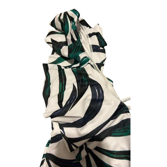 Women One Piece Swimsuit V Neck Ruffle Bathing Suit Padded Leaves Small Summer - Picture 10 of 14